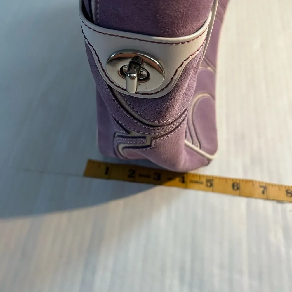 Coach Vintage Optic Signature Purple Suede Tote Bag - Picture 15 of 16